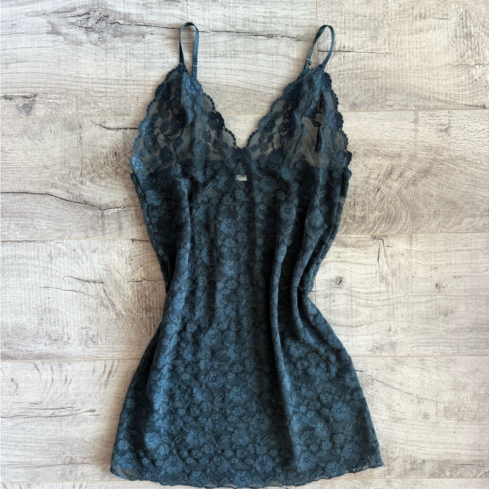 PINK Victoria's Secret Lace Slip Dress in Dark Torquoise